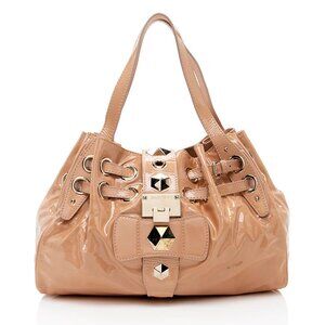 JIMMY CHOO Patent Studded Ramona Bag